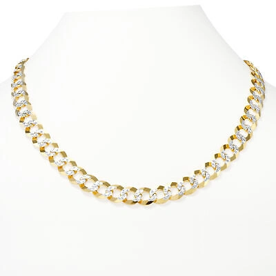 Pre-owned Nuragold 10k Yellow Gold Solid Mens 11.5mm Diamond Cut Pave Cuban Curb Chain Necklace 28"