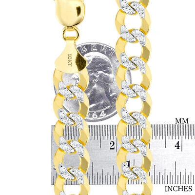 Pre-owned Nuragold 10k Yellow Gold Solid Mens 11.5mm Diamond Cut Pave Cuban Curb Chain Necklace 24"