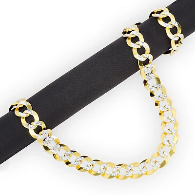 Pre-owned Nuragold 10k Yellow Gold Solid Mens 11.5mm Diamond Cut Pave Cuban Curb Chain Necklace 28"