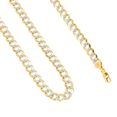 Pre-owned Nuragold 10k Yellow Gold Solid Mens 8.5mm Diamond Cut Pave Curb Cuban Chain Necklace 28"