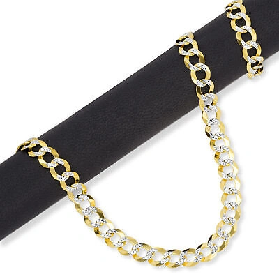 Pre-owned Nuragold 10k Yellow Gold Solid Mens 8.5mm Diamond Cut Pave Curb Cuban Chain Necklace 20"