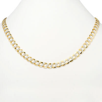Pre-owned Nuragold 10k Yellow Gold Solid Mens 8.5mm Diamond Cut Pave Curb Cuban Chain Necklace 28"
