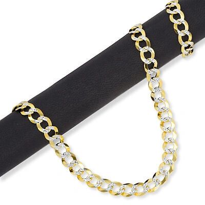 Pre-owned Nuragold 10k Yellow Gold Solid Mens 8.5mm Diamond Cut Pave Curb Cuban Chain Necklace 28"