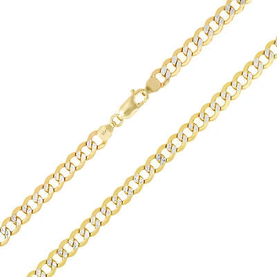 Pre-owned Nuragold 10k Yellow Gold Mens 6.5mm Diamond Cut White Pave Cuban Curb Chain Bracelet 8.5"