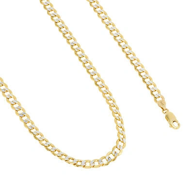 Pre-owned Nuragold 10k Yellow Gold Mens 6.5mm Diamond Cut White Pave Cuban Curb Chain Bracelet 8.5"