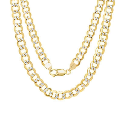 Pre-owned Nuragold 10k Yellow Gold Mens 6.5mm Diamond Cut White Pave Cuban Curb Chain Bracelet 8.5"