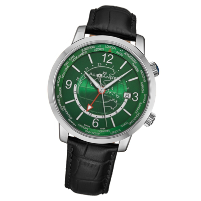 Pre-owned Alexander Swiss Made World Traveler Stainless Steel Sapphire Crystal Men's Watch