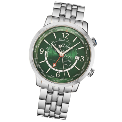 Pre-owned Alexander Swiss Made World Traveler Stainless Steel Sapphire Crystal Men's Watch