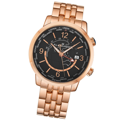 Pre-owned Alexander Swiss Made World Traveler Stainless Steel Sapphire Crystal Men's Watch