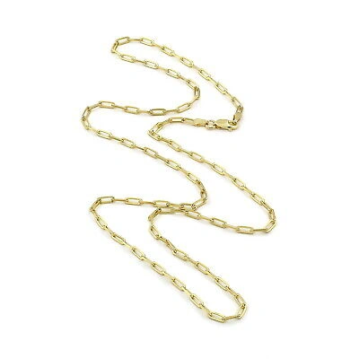 Pre-owned Nuragold 14k Yellow Gold 3mm Paperclip Chain Rolo Elongated Link Cable Necklace Women 22"