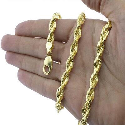 Pre-owned Nuragold 10k Yellow Gold Thick Solid 8mm Mens Diamond Cut Rope Chain Necklace 22"- 30"