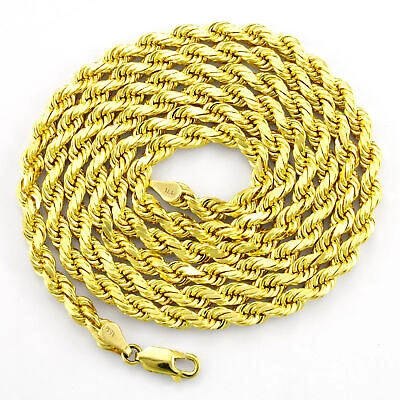 Pre-owned Nuragold 10k Yellow Gold 5mm Diamond Cut Rope Italian Chain Pendant Necklace Mens 28"