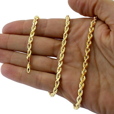 Pre-owned Nuragold 10k Yellow Gold 5mm Diamond Cut Rope Italian Chain Pendant Necklace Mens 28"