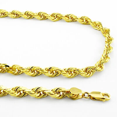 Pre-owned Nuragold 10k Yellow Gold 5mm Diamond Cut Rope Italian Chain Pendant Necklace Mens 28"