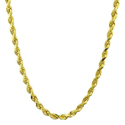 Pre-owned Nuragold 10k Yellow Gold 4mm Diamond Cut Rope Italian Chain Pendant Necklace Womens 16"