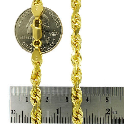 Pre-owned Nuragold 10k Yellow Gold 5mm Diamond Cut Rope Italian Chain Pendant Necklace Mens 28"