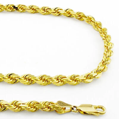Pre-owned Nuragold 10k Yellow Gold 4mm Diamond Cut Rope Italian Chain Pendant Necklace Womens 16"