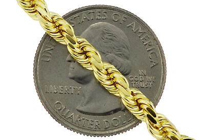 Pre-owned Nuragold 10k Yellow Gold 4mm Diamond Cut Rope Italian Chain Pendant Necklace Womens 16"