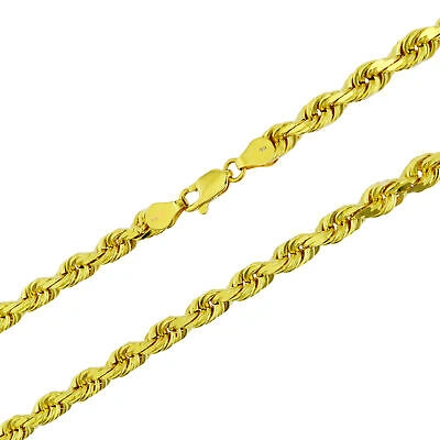 Pre-owned Nuragold 10k Yellow Gold 5mm Diamond Cut Rope Italian Chain Pendant Necklace Mens 28"