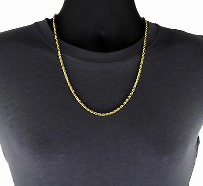 Pre-owned Nuragold 10k Yellow Gold 4mm Diamond Cut Rope Italian Chain Pendant Necklace Womens 16"