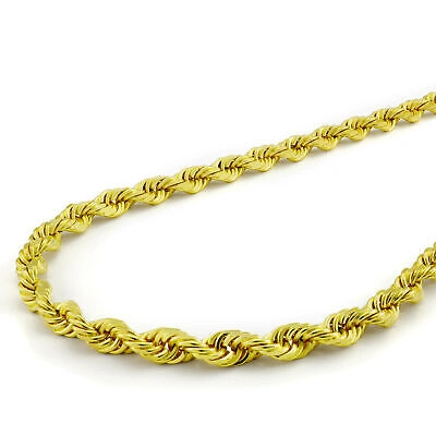 Pre-owned Nuragold 10k Yellow Gold 4mm Diamond Cut Rope Italian Chain Pendant Necklace Womens 16"