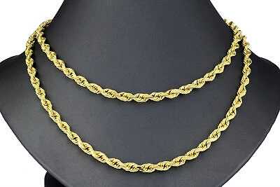 Pre-owned Nuragold 10k Yellow Gold 4mm Diamond Cut Rope Italian Chain Pendant Necklace Womens 16"