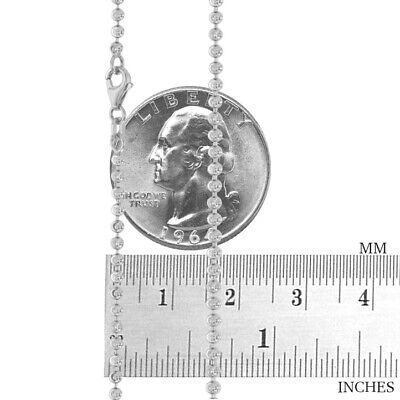 Pre-owned Nuragold Mens 10k White Gold Solid 2.5mm Diamond Moon Cut Bead Ball Chain Necklace 24"