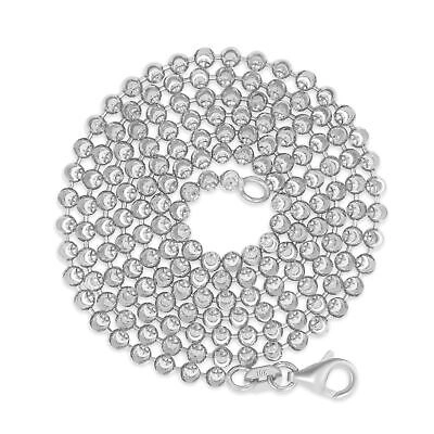 Pre-owned Nuragold Mens 10k White Gold Solid 3mm Diamond Moon Cut Bead Ball Chain Necklace 26"