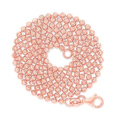 Pre-owned Nuragold Mens 10k Rose Gold Solid 2.5mm Diamond Moon Cut Bead Ball Chain Necklace 24" In Pink