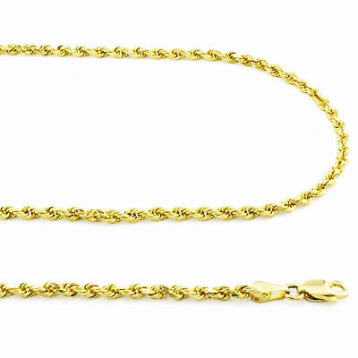 Pre-owned Nuragold 14k Yellow Gold Solid 2.5mm Diamond Cut Rope Chain Italian Bracelet Mens 8"