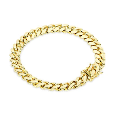 Pre-owned Nuragold 14k Yellow Gold Solid Mens 8mm Miami Cuban Link Chain Bracelet Box Clasp 7.5"