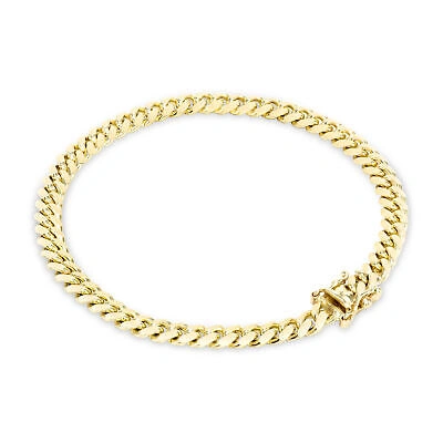 Pre-owned Nuragold 14k Yellow Gold Solid Mens 5mm Miami Cuban Link Chain Bracelet Box Clasp 8.5"