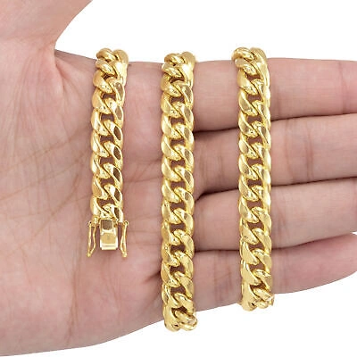 Pre-owned Nuragold 14k Yellow Gold Mens Italian 9mm Miami Cuban Link Chain Necklace Box Clasp 24"