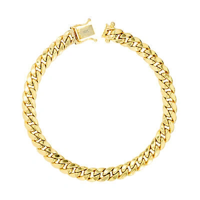 Pre-owned Nuragold 14k Yellow Gold 6.5mm Mens Miami Cuban Link Italian Chain Bracelet Box Clasp ...