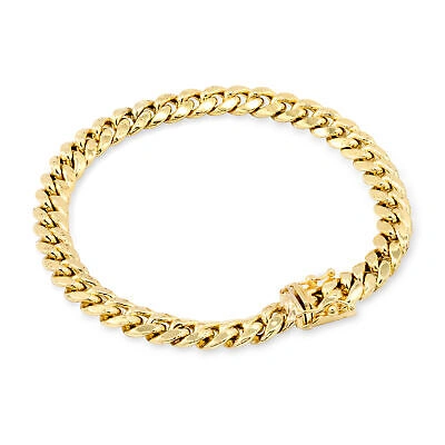 Pre-owned Nuragold 14k Yellow Gold 6.5mm Mens Miami Cuban Link Italian Chain Bracelet Box Clasp ...