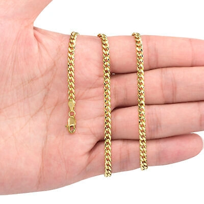 Pre-owned Nuragold 14k Yellow Gold 4mm Miami Cuban Link Chain Italian Necklace Womens 16"