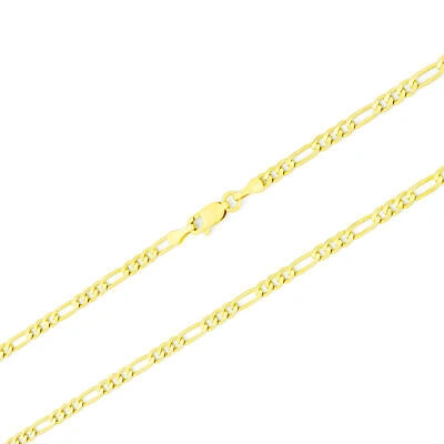 Pre-owned Nuragold 14k Yellow Gold Solid 3.5mm Mens Figaro Chain Link Bracelet Italian Made 9"