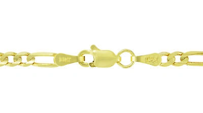 Pre-owned Nuragold 14k Yellow Gold Solid 3.5mm Mens Figaro Chain Link Bracelet Italian Made 9"