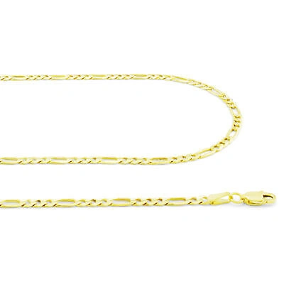Pre-owned Nuragold 14k Yellow Gold Solid 3.5mm Mens Figaro Chain Link Bracelet Italian Made 9"