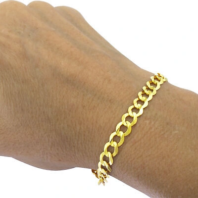 Pre-owned Nuragold 14k Yellow Gold 6.5mm Mens Cuban Link Curb Chain Bracelet Italian Made 9"