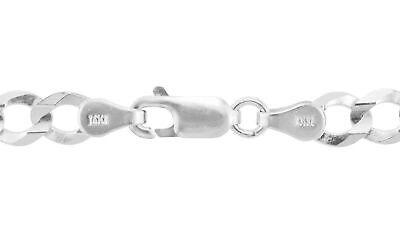 Pre-owned Nuragold 14k White Gold 6mm Women Solid Curb Cuban Chain Link Italian Necklace 16"