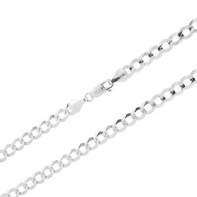 Pre-owned Nuragold 14k White Gold 6mm Women Solid Curb Cuban Chain Link Italian Necklace 16"