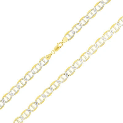 Pre-owned Nuragold 14k Yellow Gold Solid 7.5mm Pave Diamond Cut Mariner Anchor Chain Bracelet 8.5"