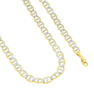 Pre-owned Nuragold 14k Yellow Gold Solid 7.5mm Pave Diamond Cut Mariner Anchor Chain Bracelet 8.5"
