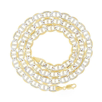 Pre-owned Nuragold 14k Yellow Gold Solid 7.5mm Pave Diamond Cut Mariner Anchor Chain Bracelet 8.5"