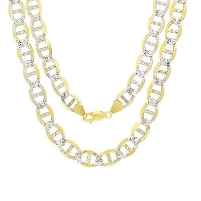 Pre-owned Nuragold 14k Yellow Gold Solid 7.5mm Pave Diamond Cut Mariner Anchor Chain Bracelet 8.5"