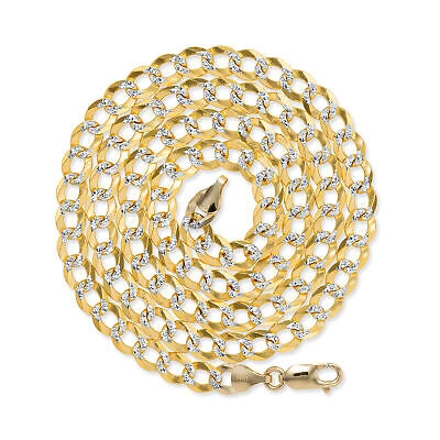 Pre-owned Nuragold 14k Yellow Gold 6mm Mens Solid Diamond Cut White Pave Cuban Chain Necklace 28"