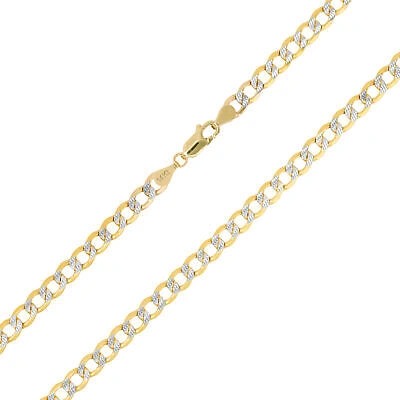 Pre-owned Nuragold 14k Yellow Gold Mens 5.5mm Diamond Cut White Pave Cuban Curb Chain Bracelet 9"