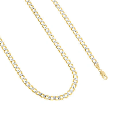 Pre-owned Nuragold 14k Yellow Gold Mens 5.5mm Diamond Cut White Pave Cuban Curb Chain Bracelet 9"