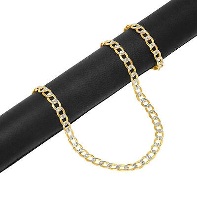 Pre-owned Nuragold 14k Yellow Gold Mens 5.5mm Diamond Cut White Pave Cuban Curb Chain Bracelet 9"